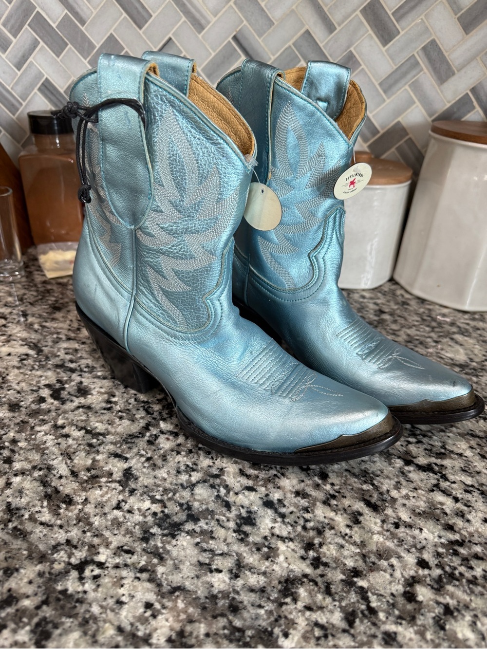 Idyllwind Metallic Light Blue Slip-On Short Booties
